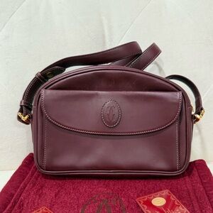 Cartier Burgundy Leather Crossbody Bag